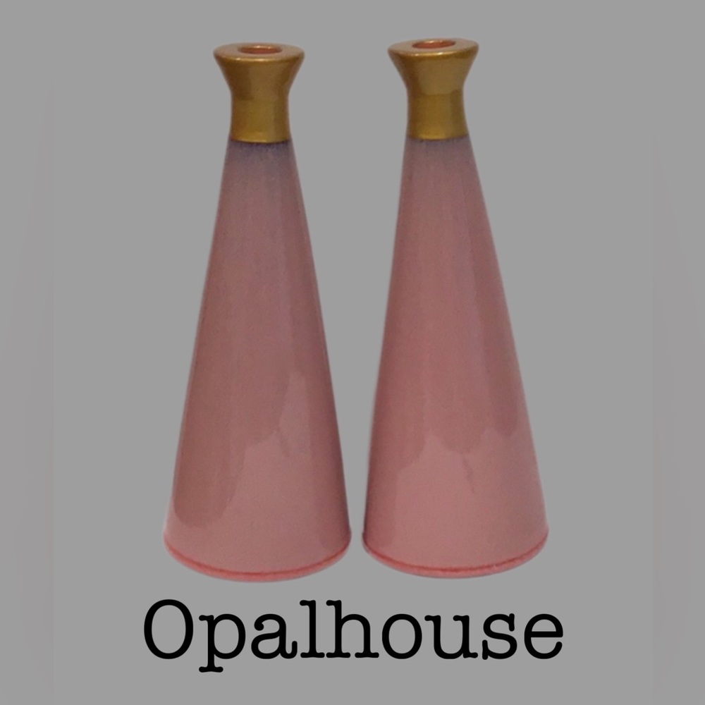 Opalhouse Jungalow Stoneware Candleholders, Set of 2, Pink & Purple Speckled